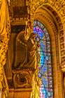 Angel statue colorful stained glass, Basilica of Notre Dame de Fourviere, Lyon, France. Art Print